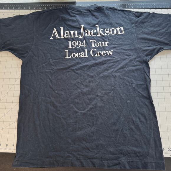 Vintage 1994 Alan Jackson Tour Shirt Local Crew Screen Stars Best Thrashed XL - Picture 12 of 14